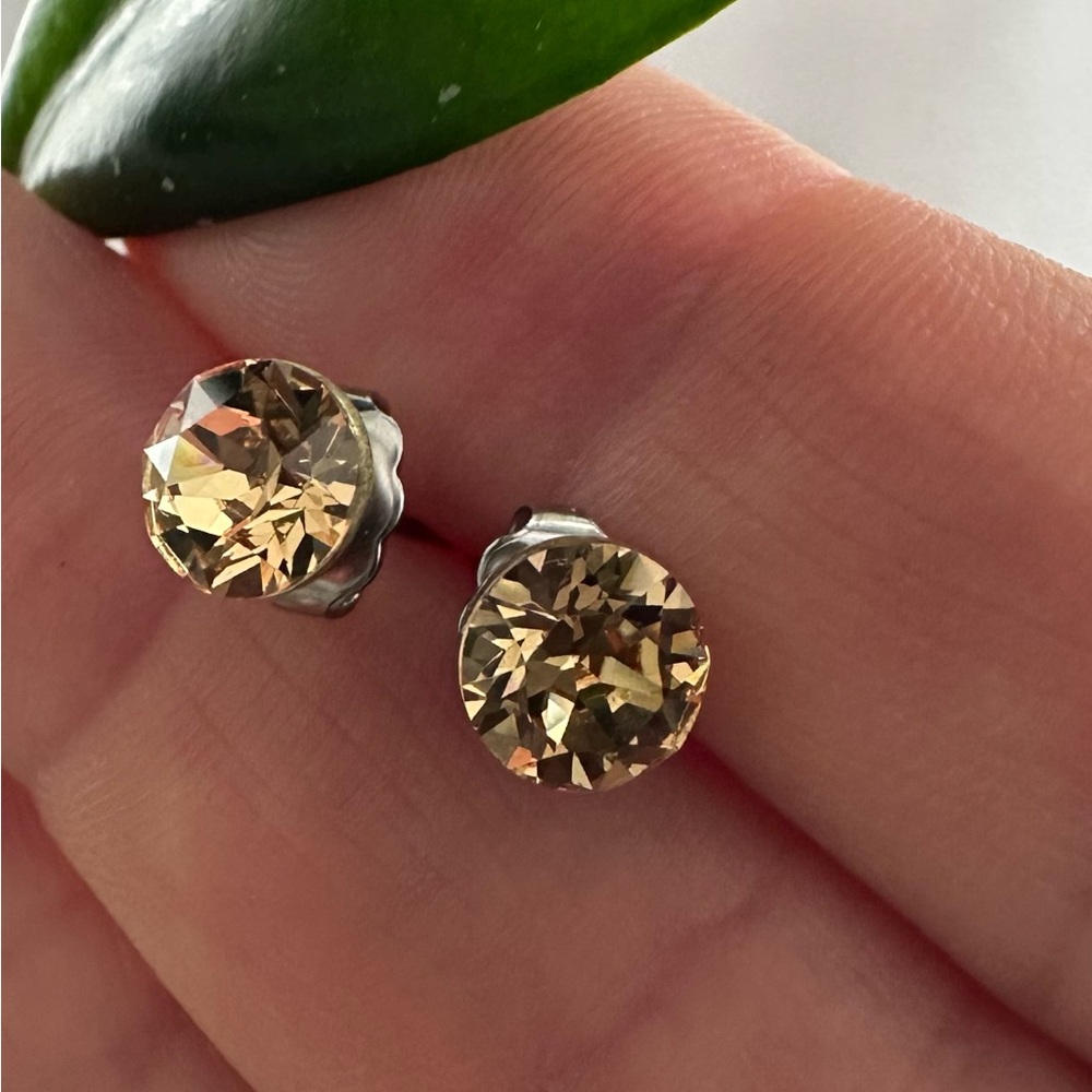 Crystal Stud Earrings in Gold Tone Swarovski Hand-crafted by Aniri Designs